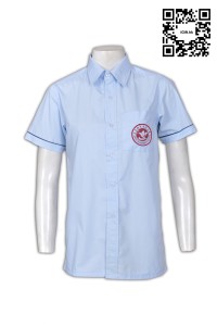 SU166 度身訂做校服恤衫 翻領恤衫設計選擇 胸袋繡花Logo恤衫 校服恤衫專門店  正面照